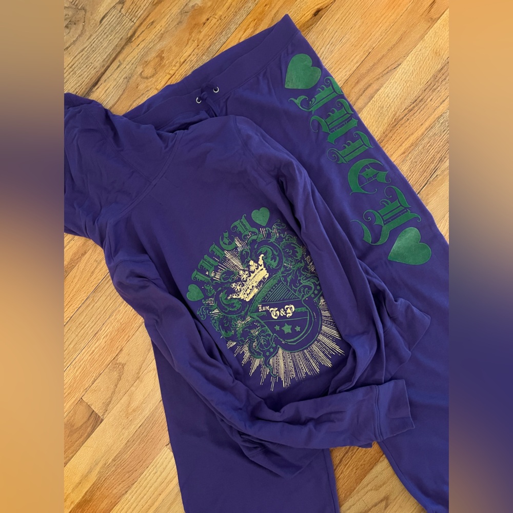 Vintage Juicy Couture Purple and Green Tracksuit Chic Design